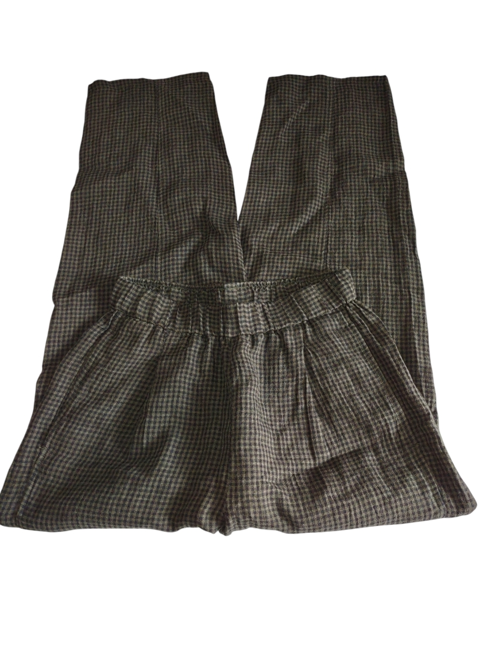 Eileen Fisher XXS 100% Organic Linen Plaid Pants